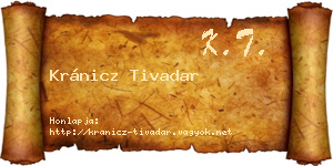 Kránicz Tivadar névjegykártya